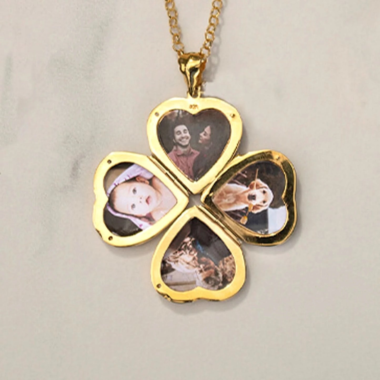 Four Picture Heart Locket | Gold