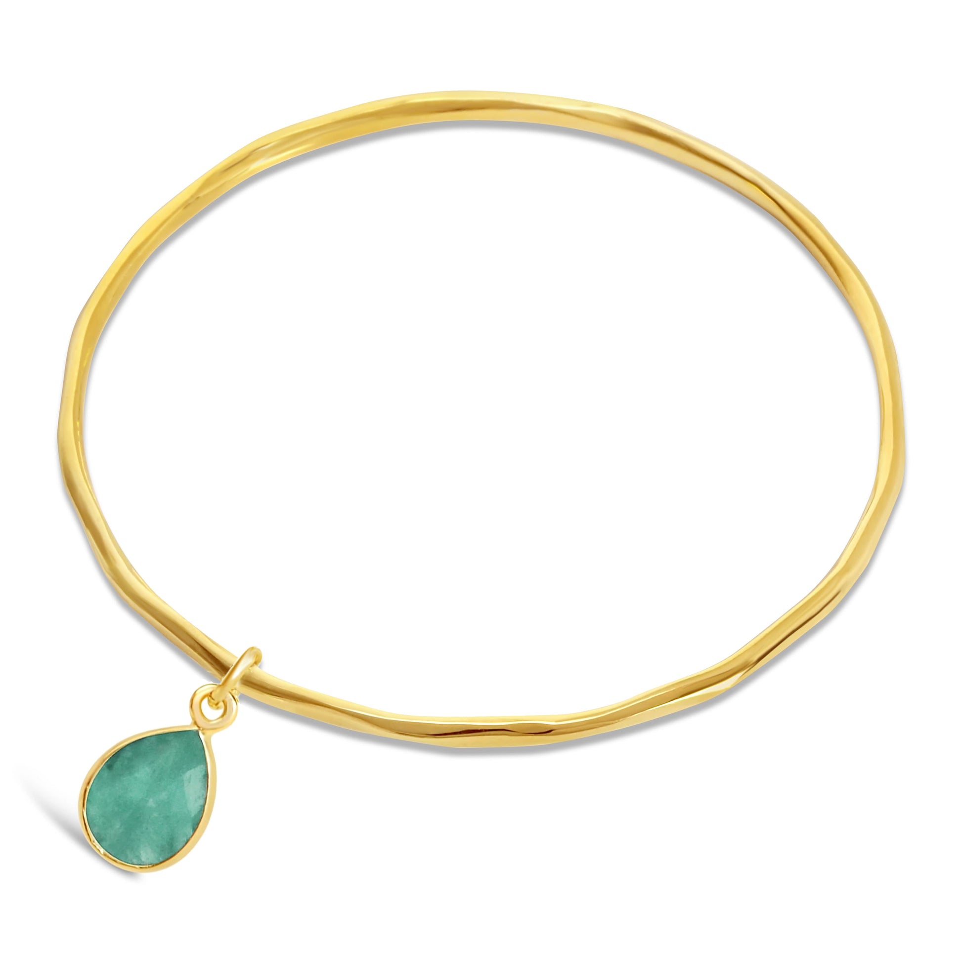 gold chrysoprase bangle on white background