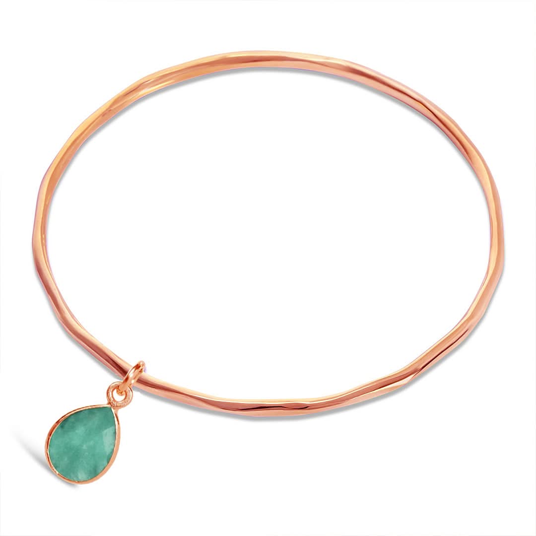 Chrysoprase gemstone bangle in rose gold