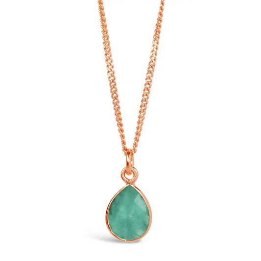 Chrysoprase Charm Necklace | Rose Gold | May