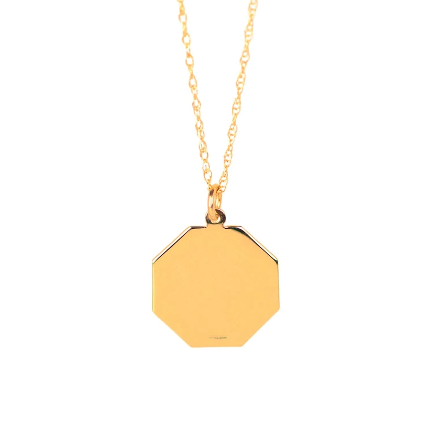 octagonal solid gold st christopher necklace with raised relief reverse image
