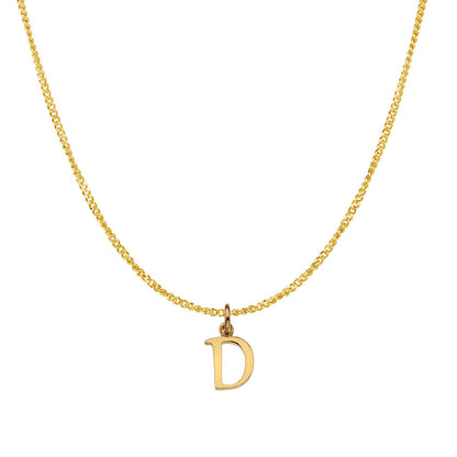  initial D necklace in solid gold on a curb chain