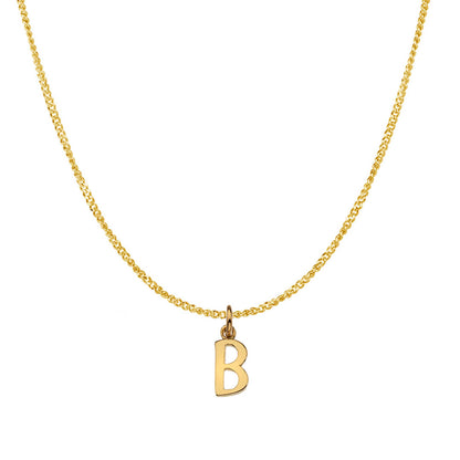  initial necklace in solid gold on a curb chain