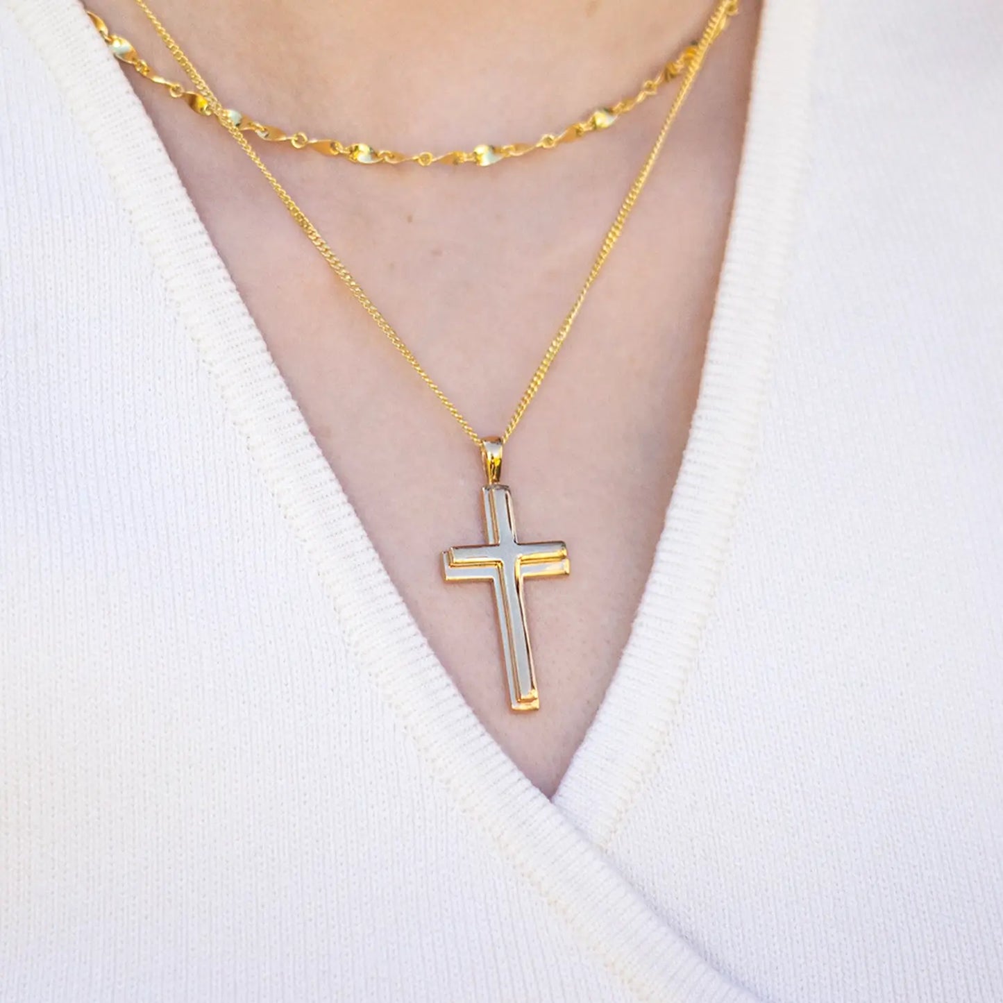 Heavy Gold Cross Necklace