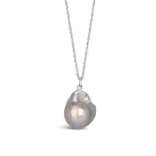 Baroque Pearl Necklace | Grey | Silver