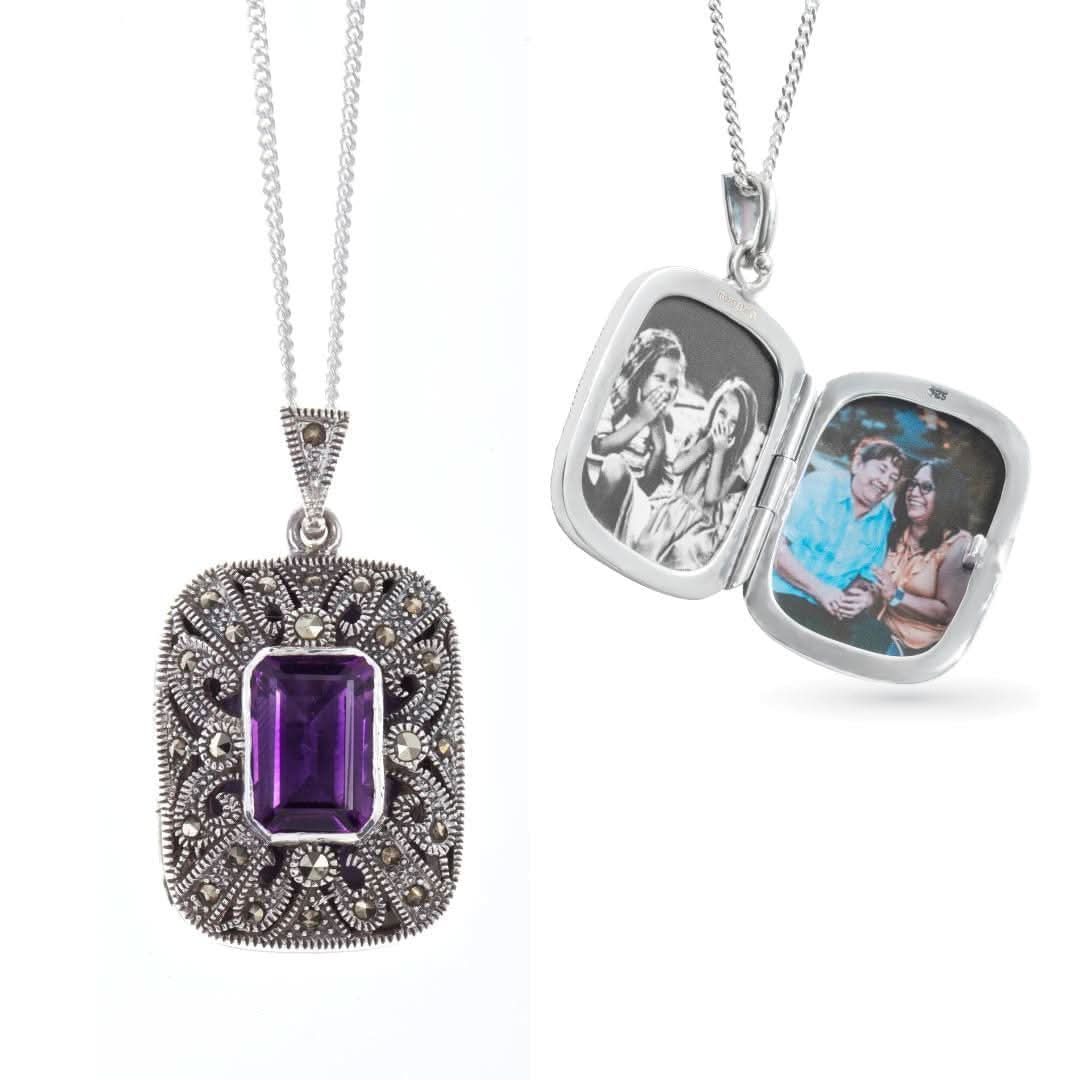 Amethyst Locket Silver + Photos