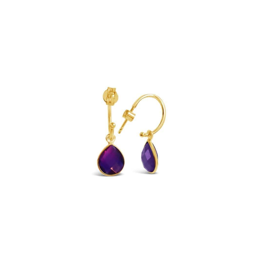 Amethyst Hoop Earrings | Gold | February Birthstone