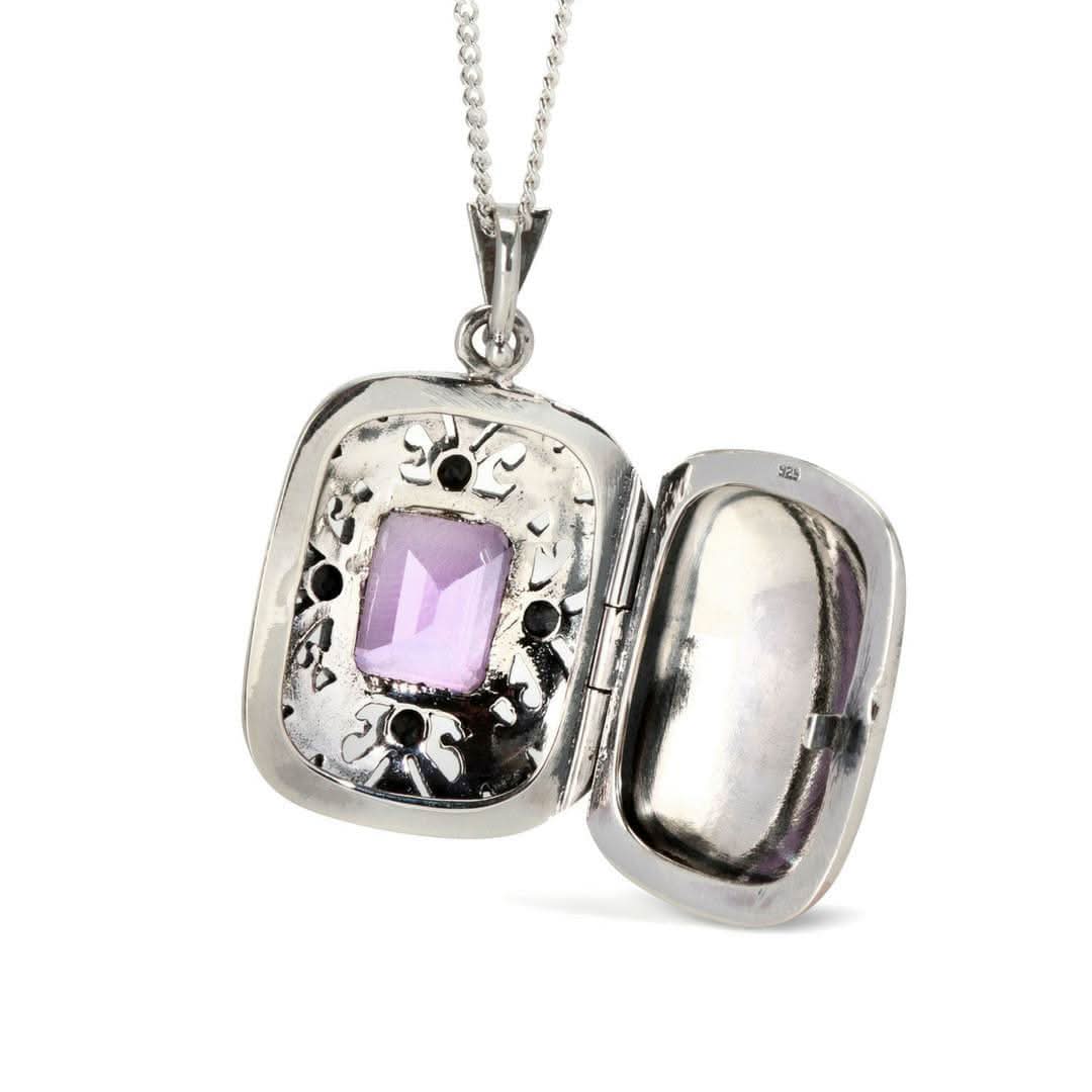 Amethyst Locket Silver + Photos