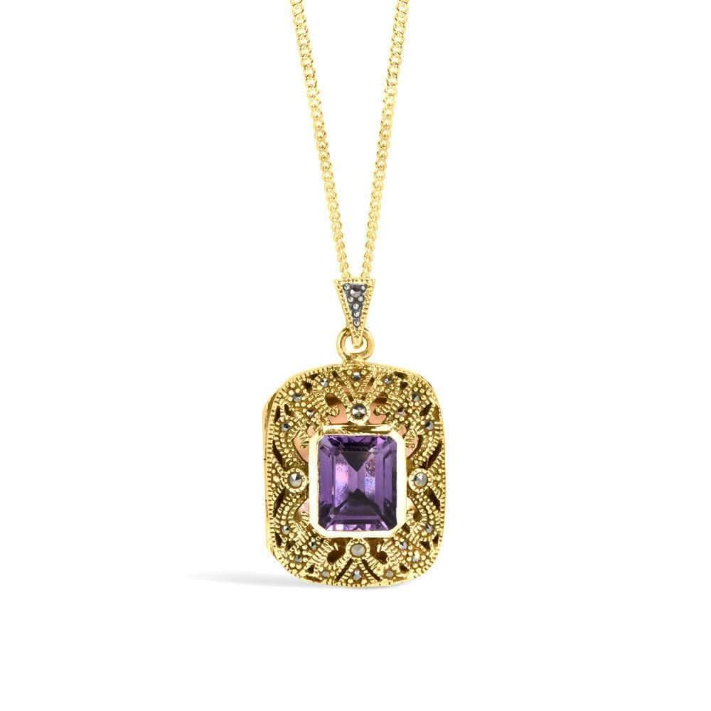 Amethyst Locket Gold + Photos