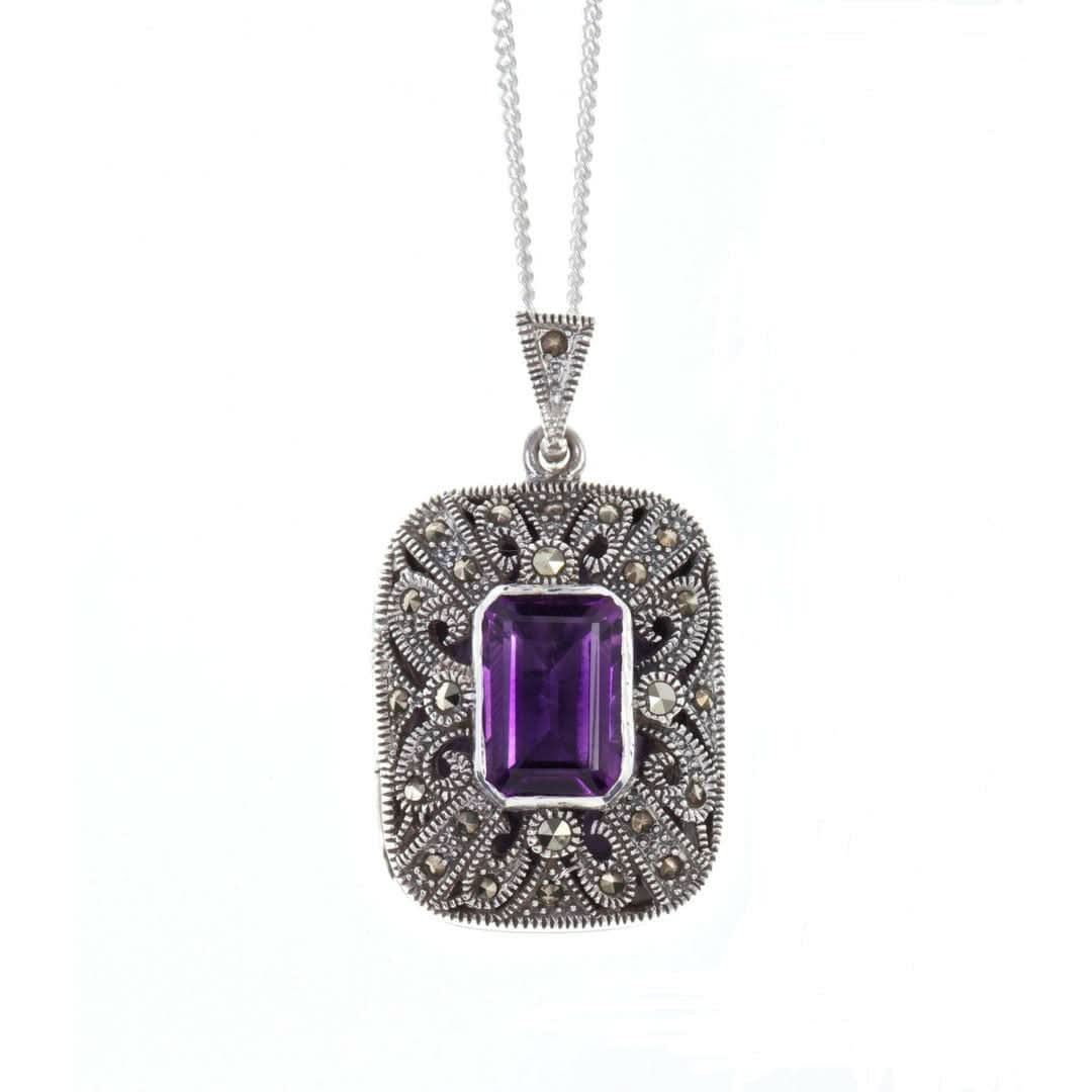 Amethyst Locket Silver + Photos
