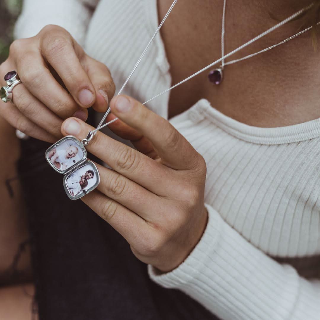 Amethyst Locket Silver + Photos