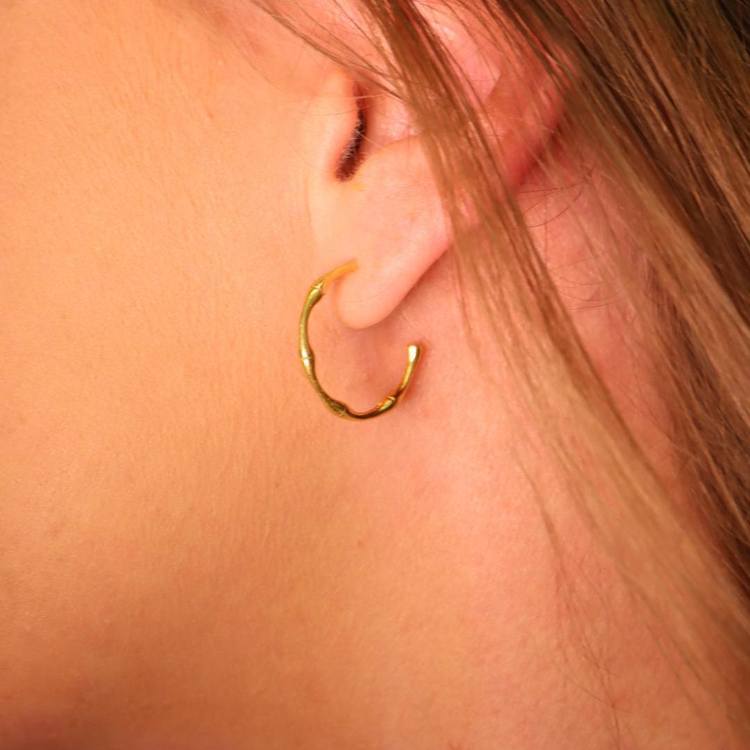 Bamboo Hoop Earrings in Gold