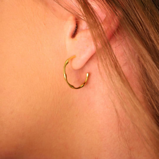 Bamboo Hoop Earrings in Gold