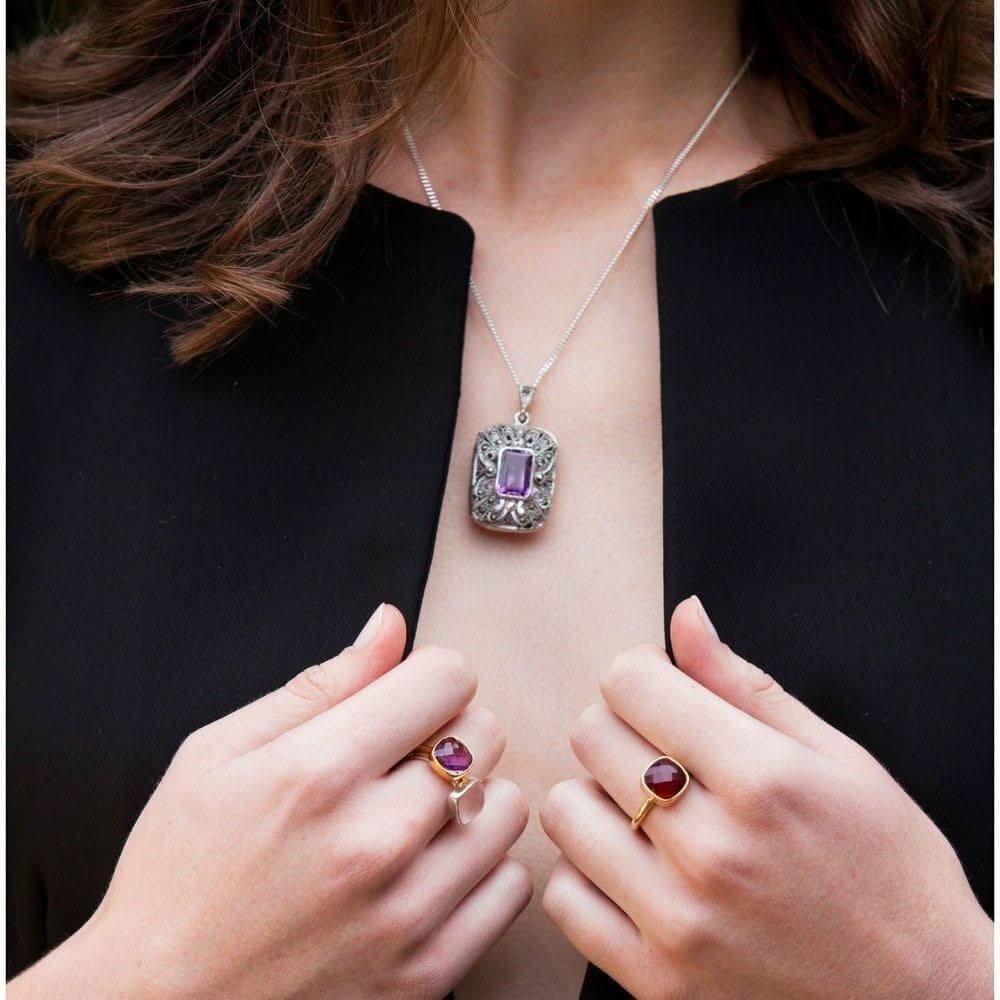 Amethyst Locket Silver + Photos