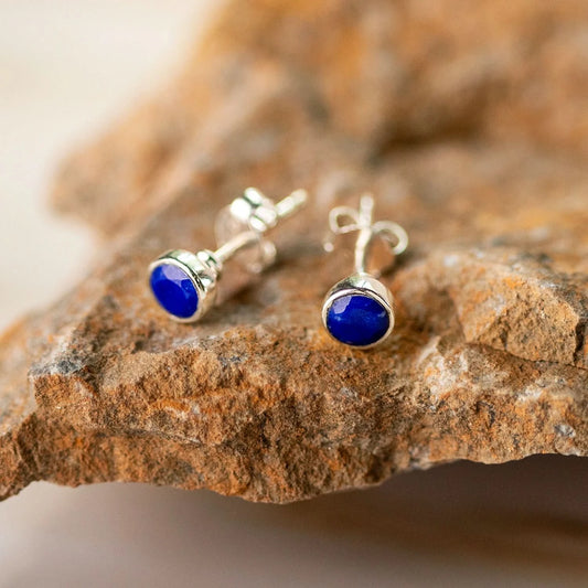 lapis lazuli silver stud earrings