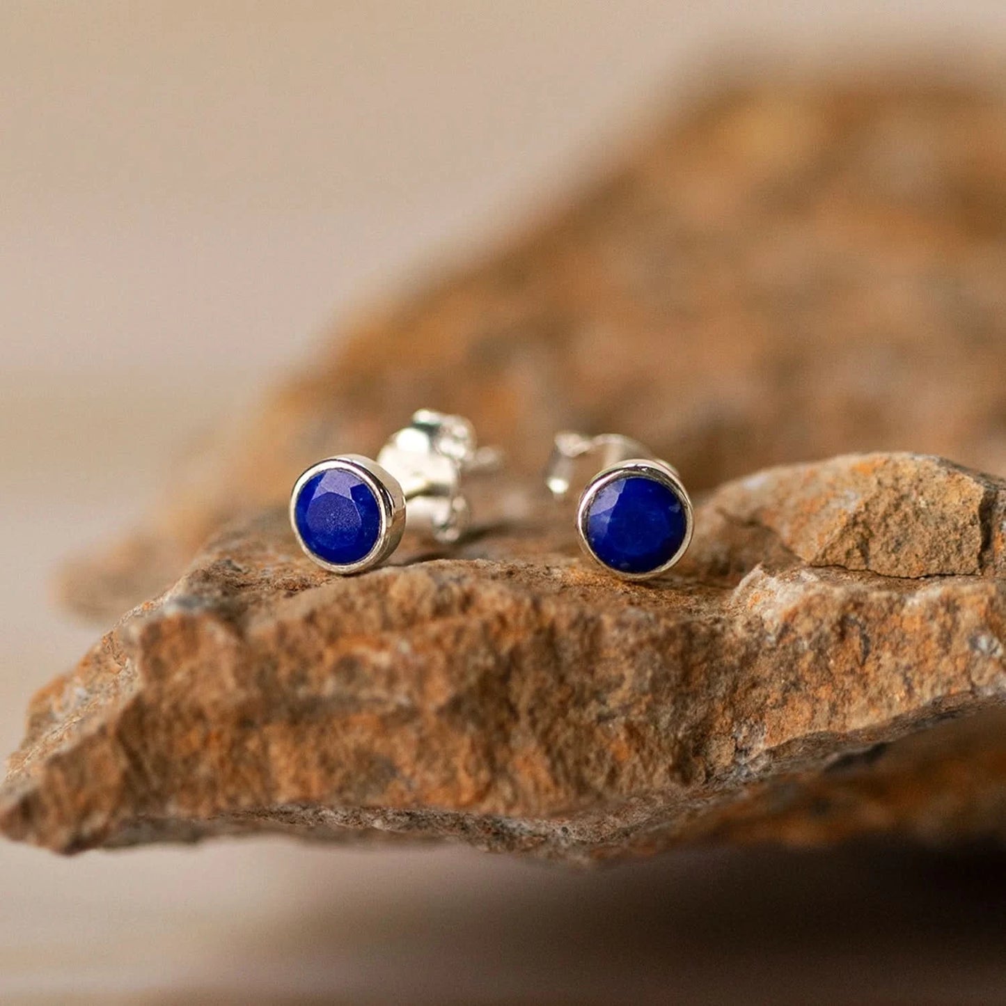 lapis lazuli silver stud earrings