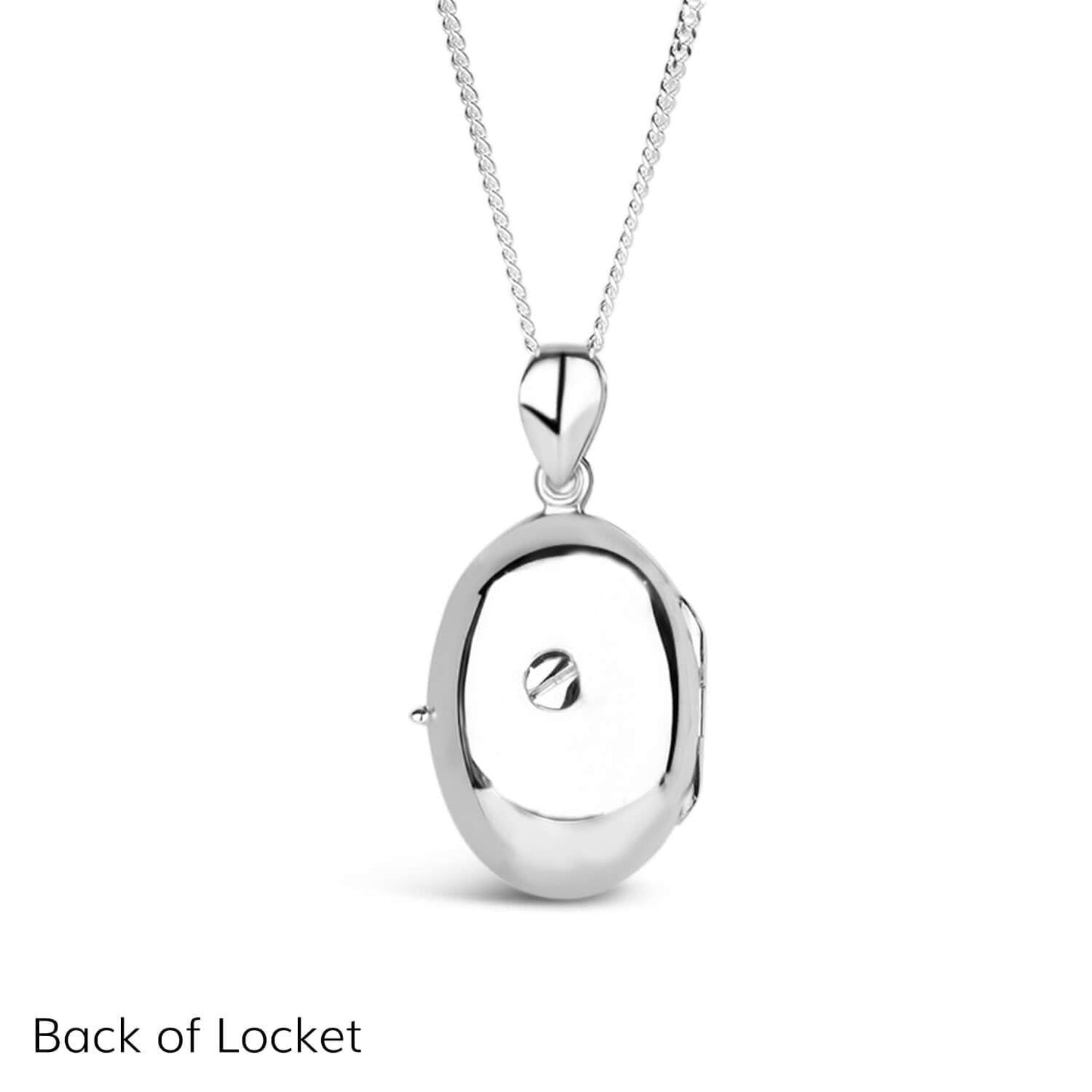 Silver oval Necklace for ashes, memorial necklace, locket with one photo and ashes storage, silver curb chain, engraving, back of locket, screw for ashes compartment