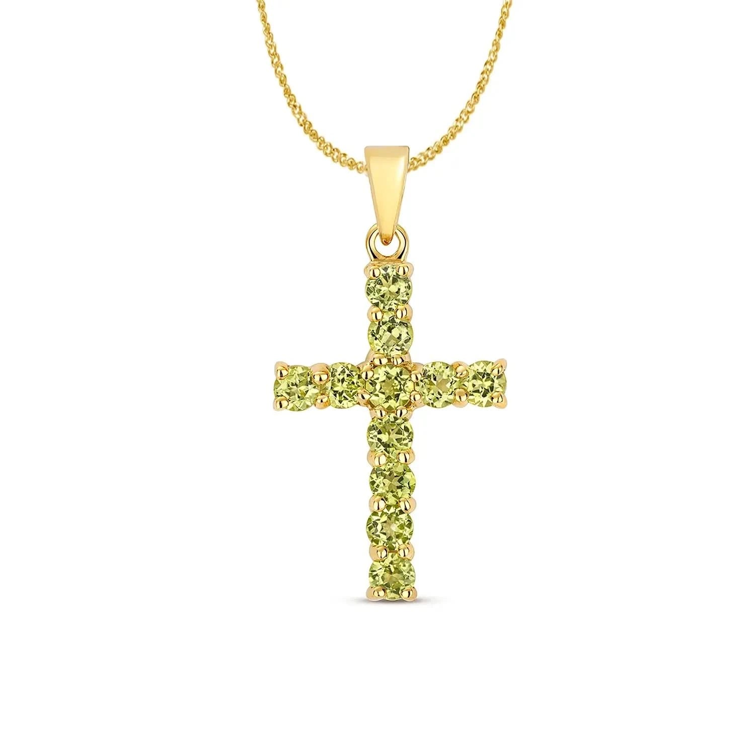 Peridot Cross Necklace in Solid Gold – Lily Blanche - Main Image