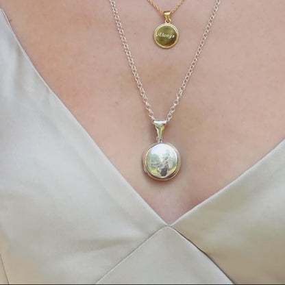 Round Locket Necklace | Silver