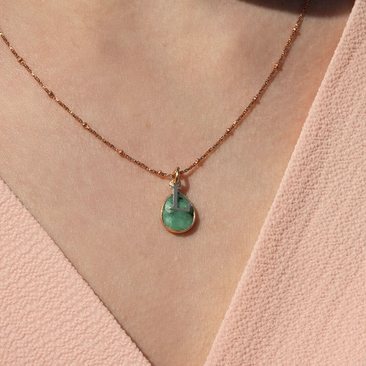 Chrysoprase Charm Necklace | Rose Gold | May
