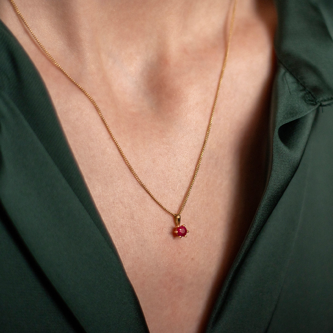 Ruby Charm Necklace in Gold