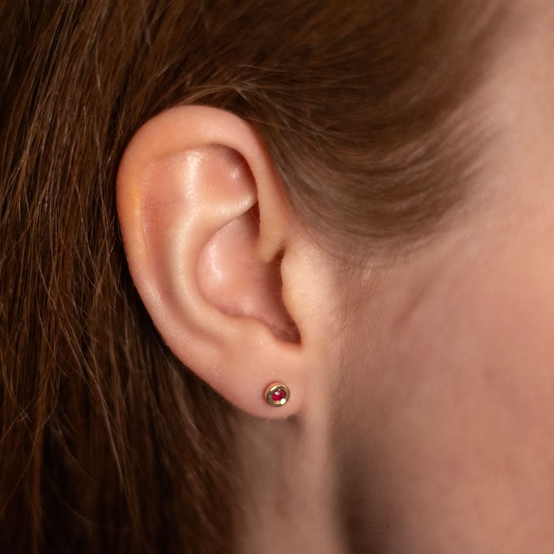 Ruby & Solid Gold Stud Earrings