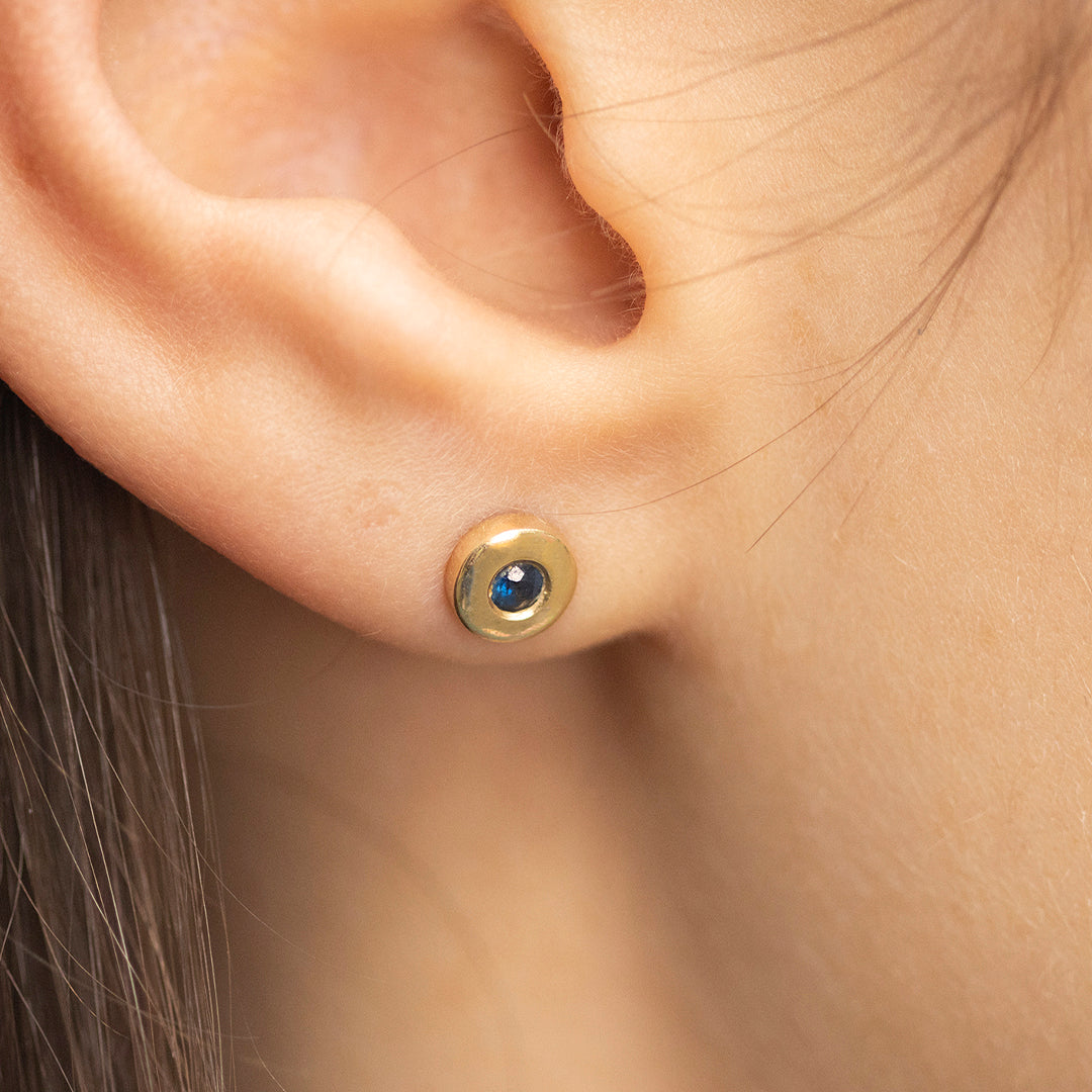 Sapphire & Solid Gold Stud Earrings