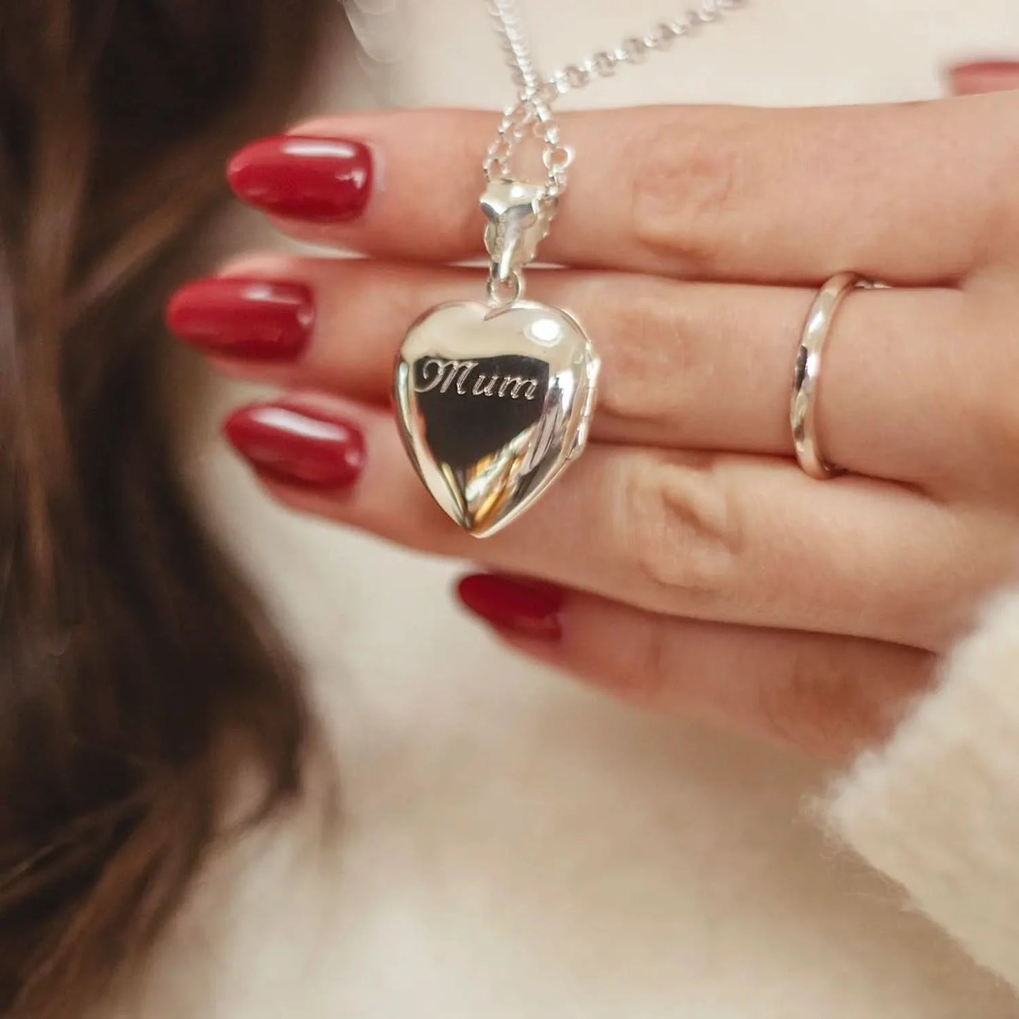 Filigree Heart Locket Necklace Silver + Photos & Engraving