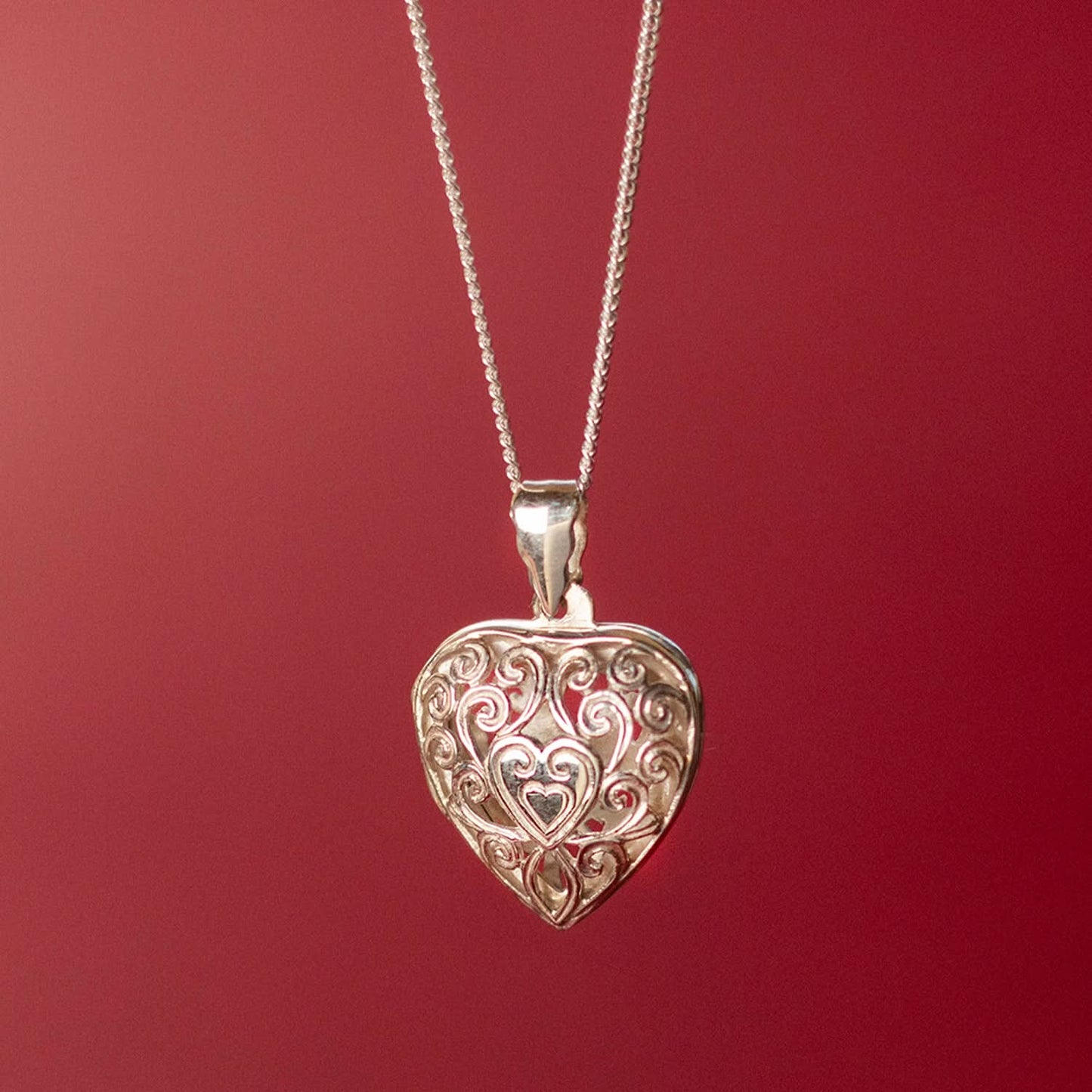 Heart Locket Necklace in Silver