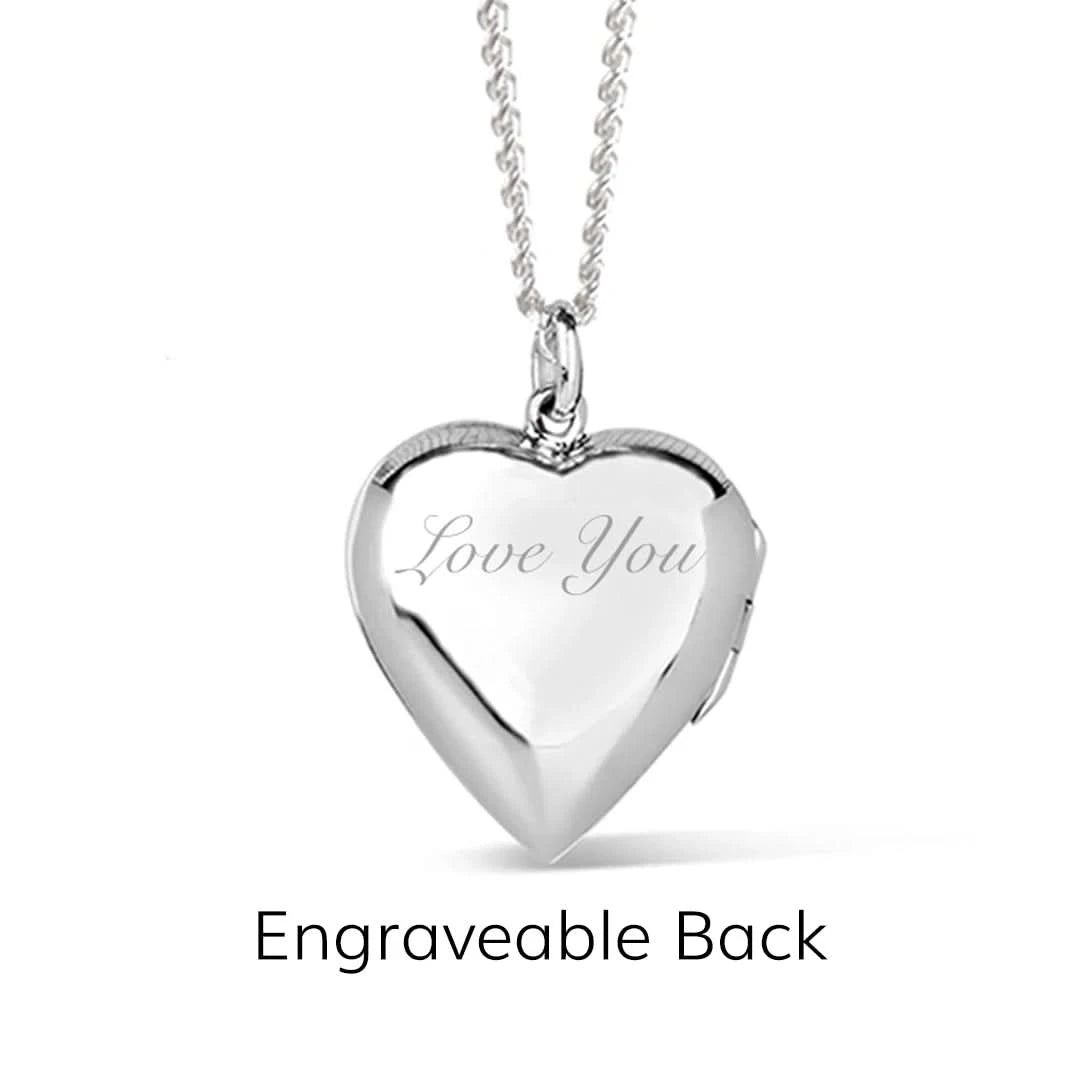 Filigree Heart Locket Necklace Silver + Photos & Engraving