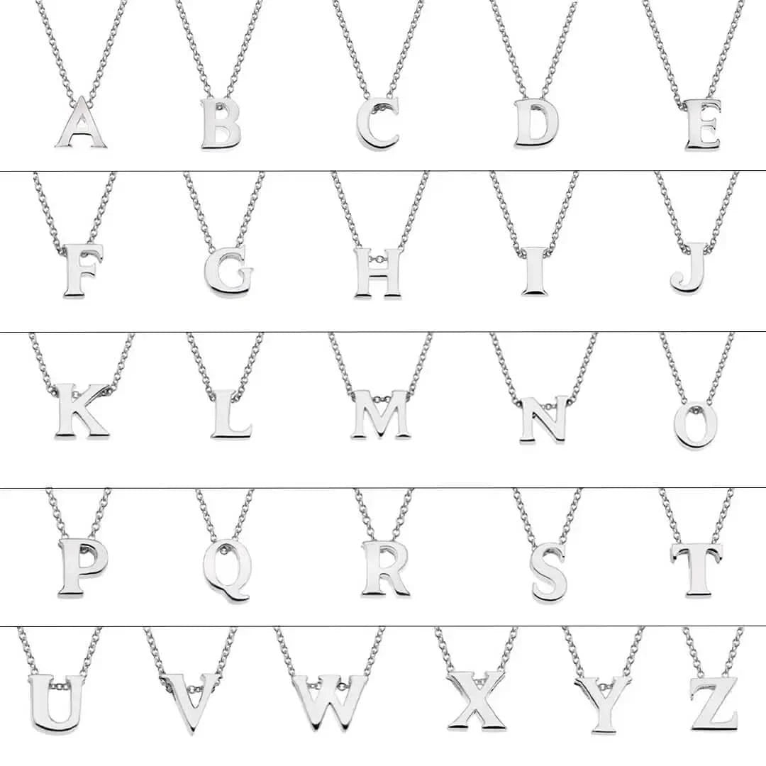 Silver Initial Necklace - A to Z