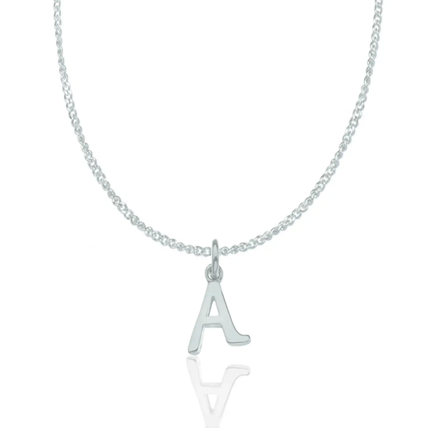white gold letter necklace on a white background