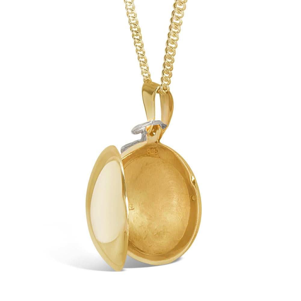 LILY BLANCHE Gold Feather Picture Locket open and closed