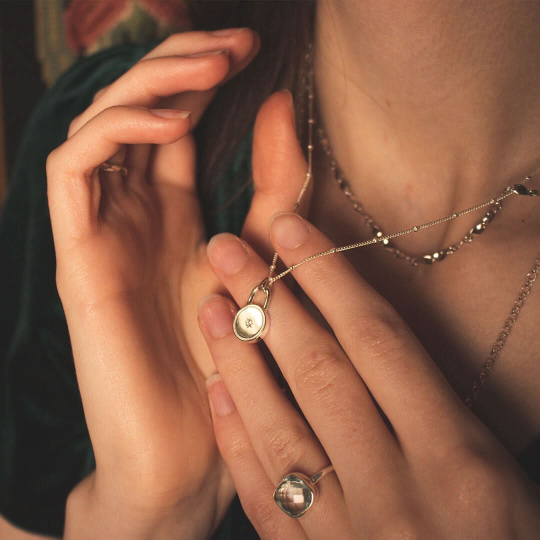 Round diamond necklace by Lily Blanche