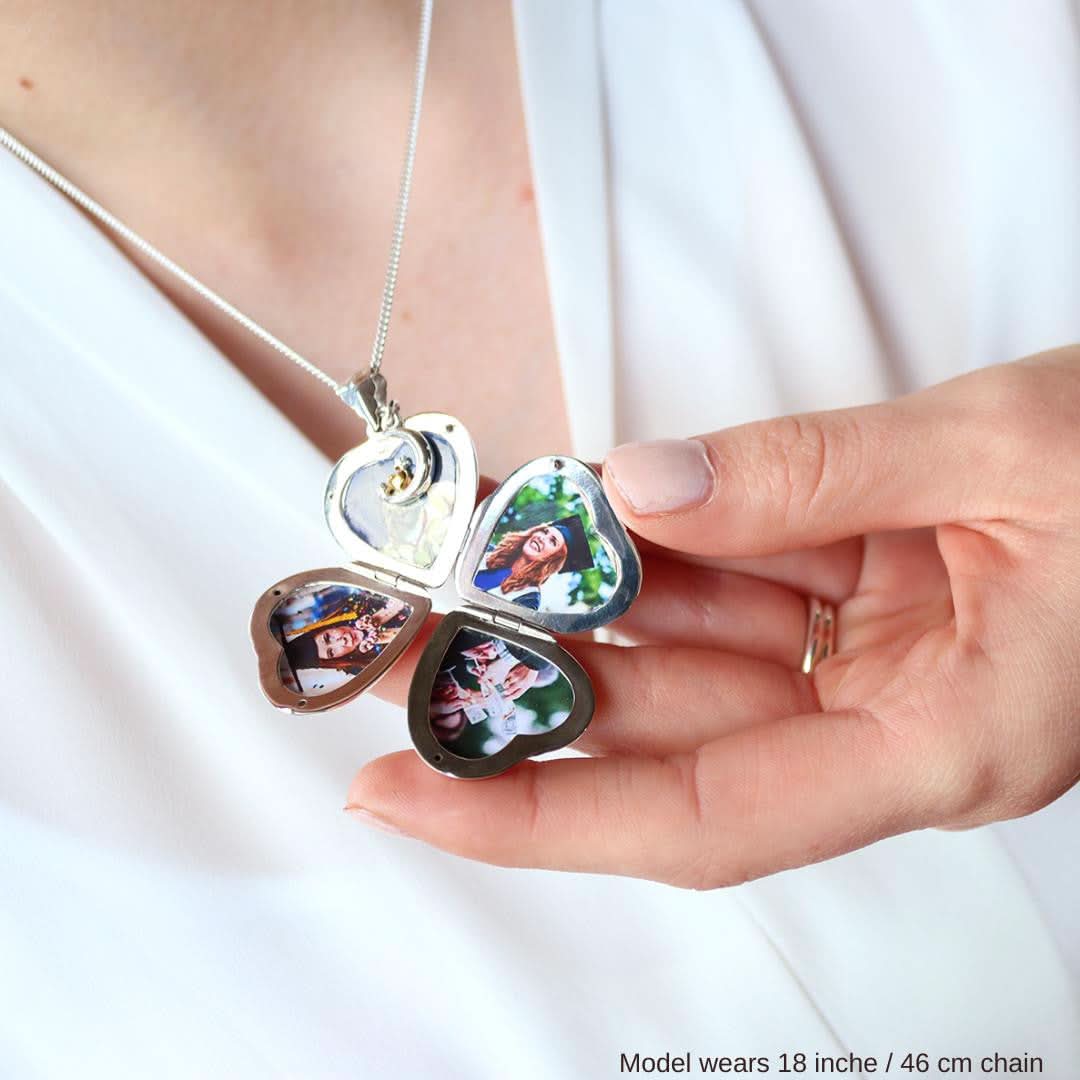 Lily Blanche Four Photo Charm Locket silver modelled