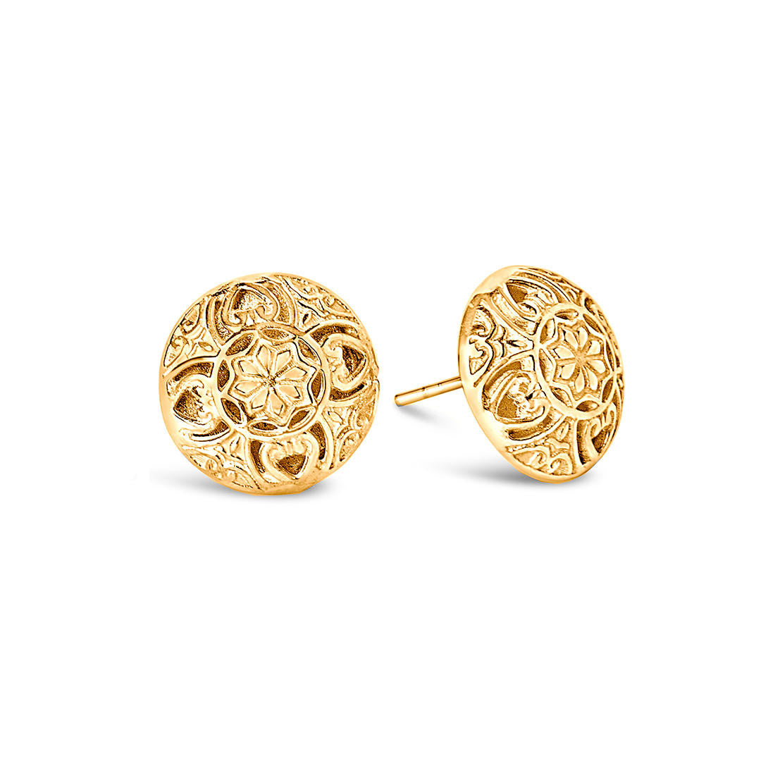 gold memory keeper earrings on a white background