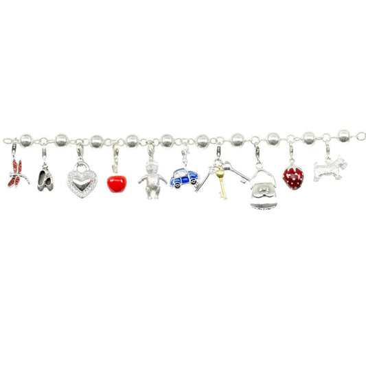 charm bracelet with multiple different charms attached