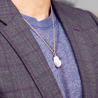 Men's Baroque Pearl Necklace | Ivory - Rose Gold