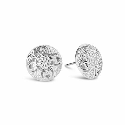 white gold memory keeper earrings on a white background