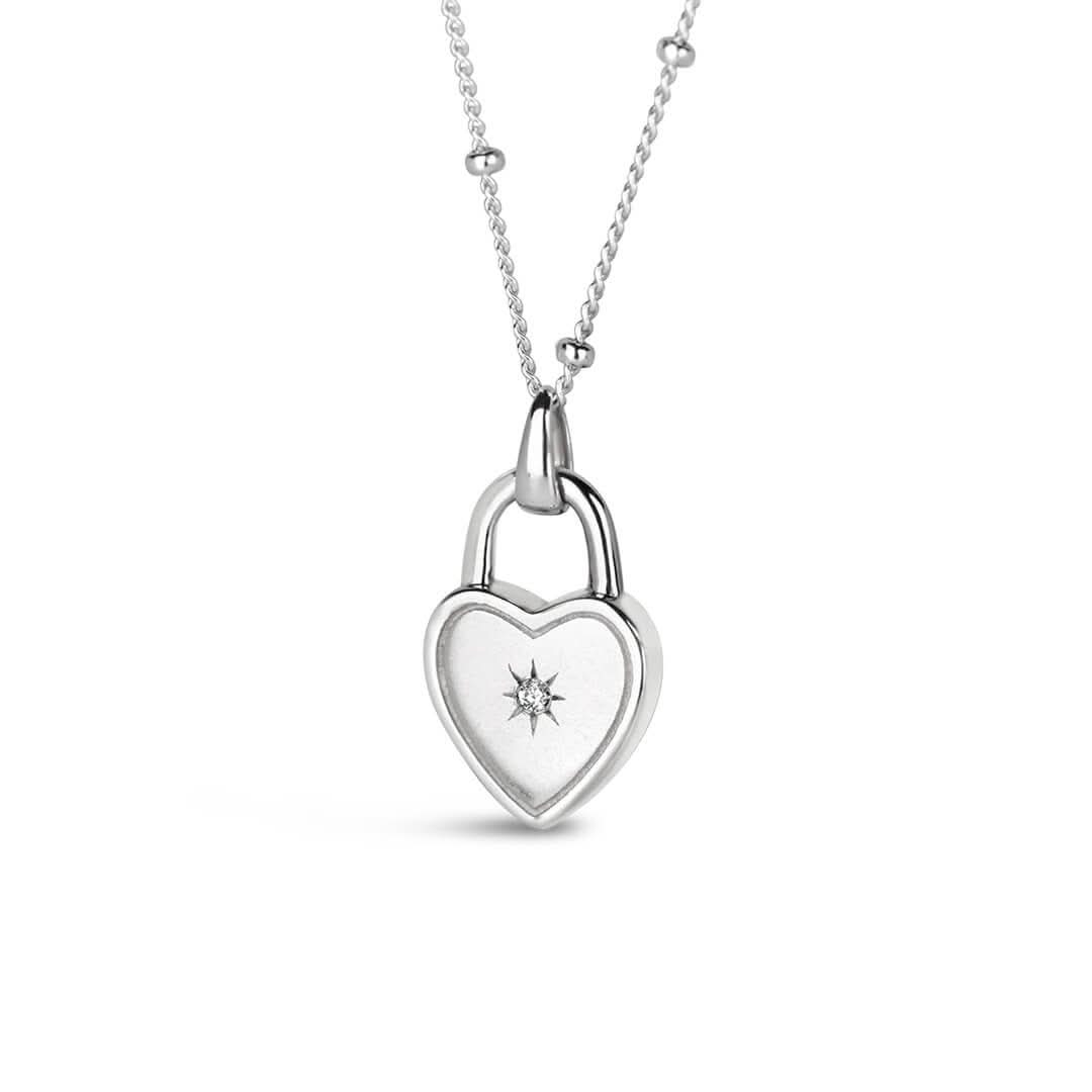 Silver Small Heart Diamond Necklace Diamond Pendant Lily