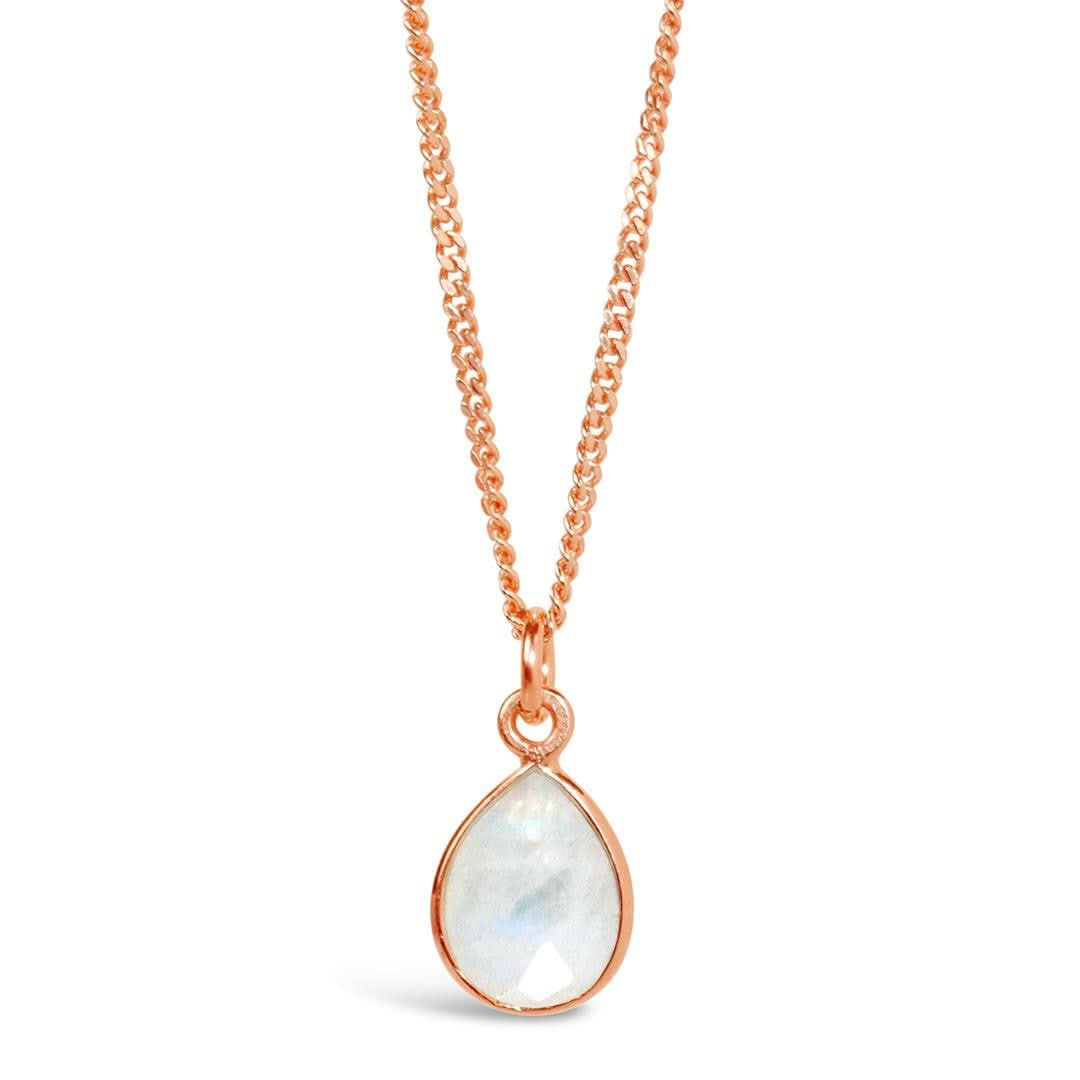 White Quartz Charm Necklace | Rose Gold | April