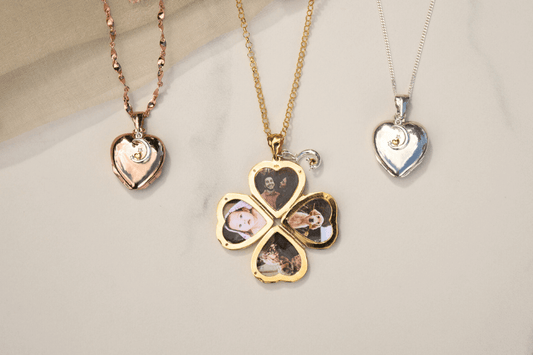 Gold, silver and rose gold Four Photo Locket Necklaces
