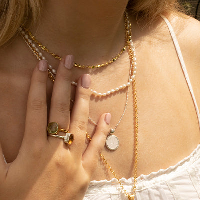 Model wearing Lily Blanche jewellery 