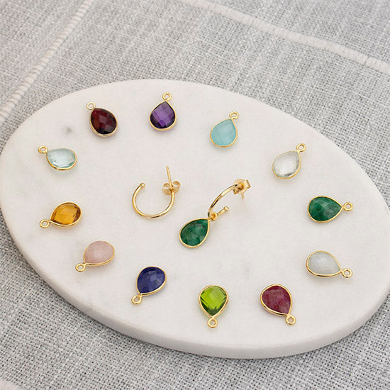 Detatchable Gemstone charms for Lily Blanche birthstone hoop earrings