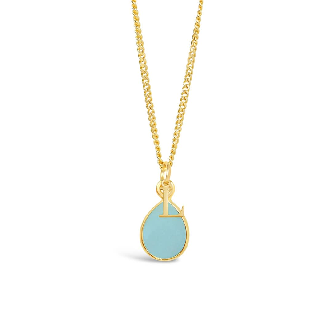 Aqua Chalcedony Necklace | Gold | March Birthstone