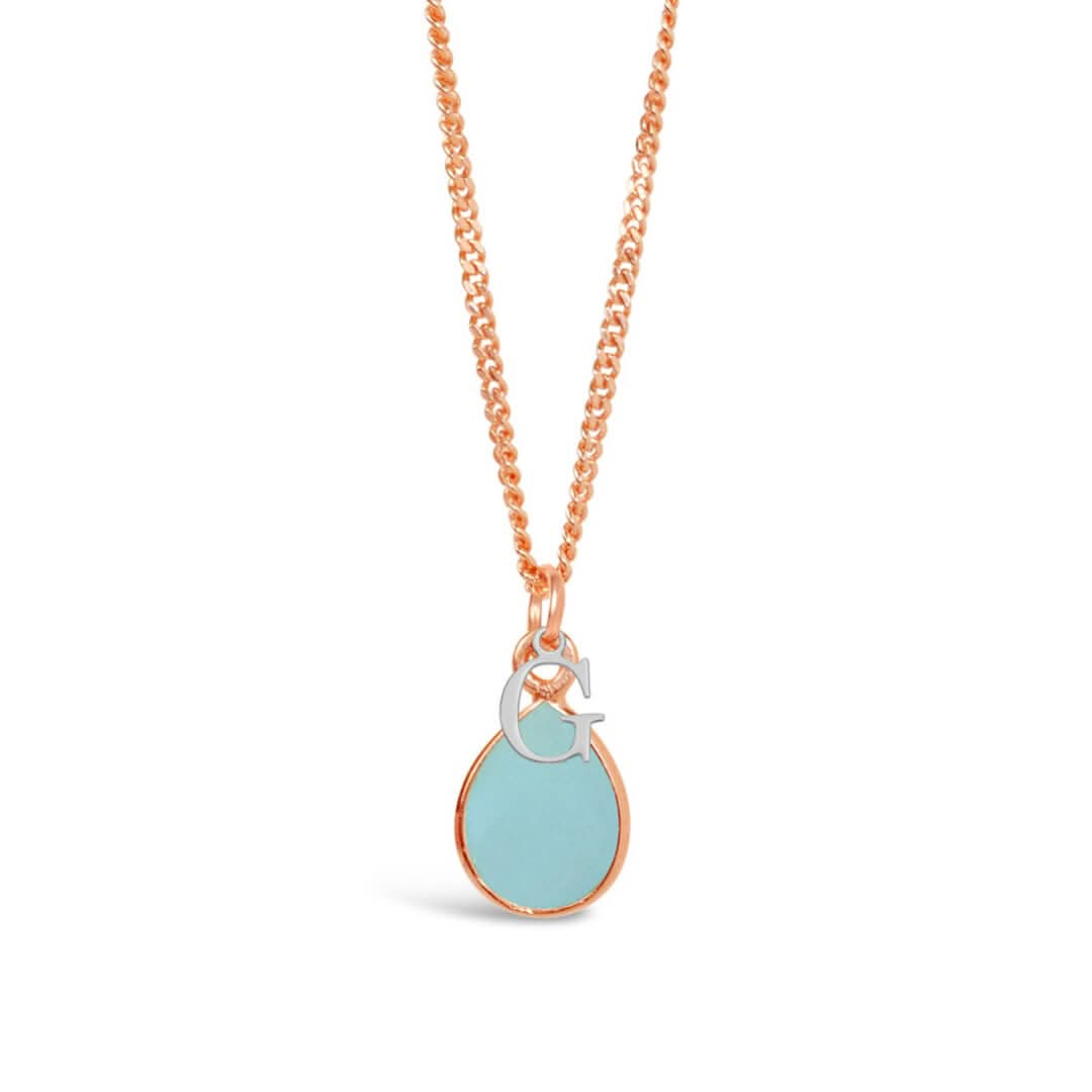 Aqua Chalcedony Necklace | Rose Gold | March