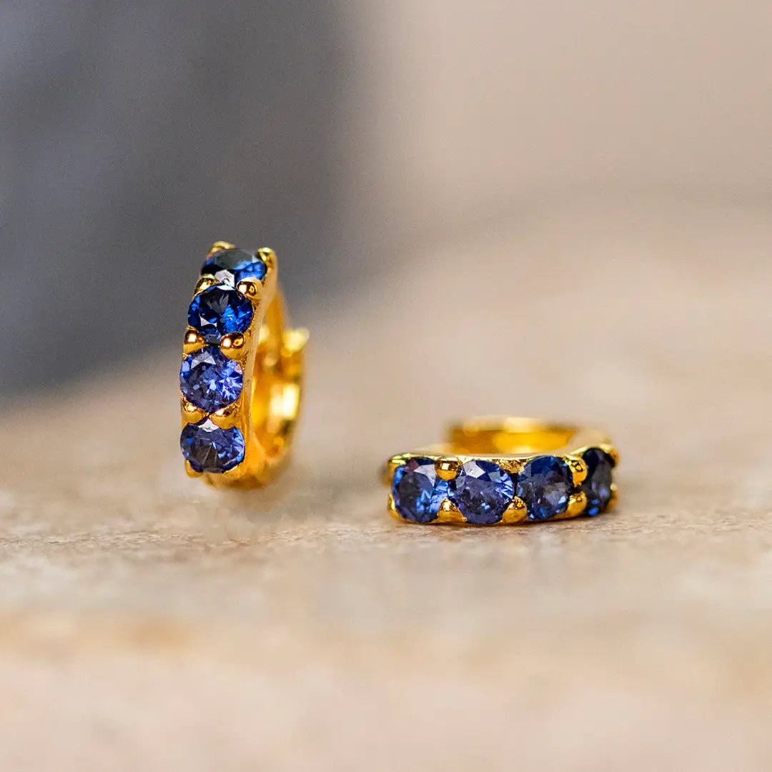 Blue Twinkle Huggie Earrings Gold