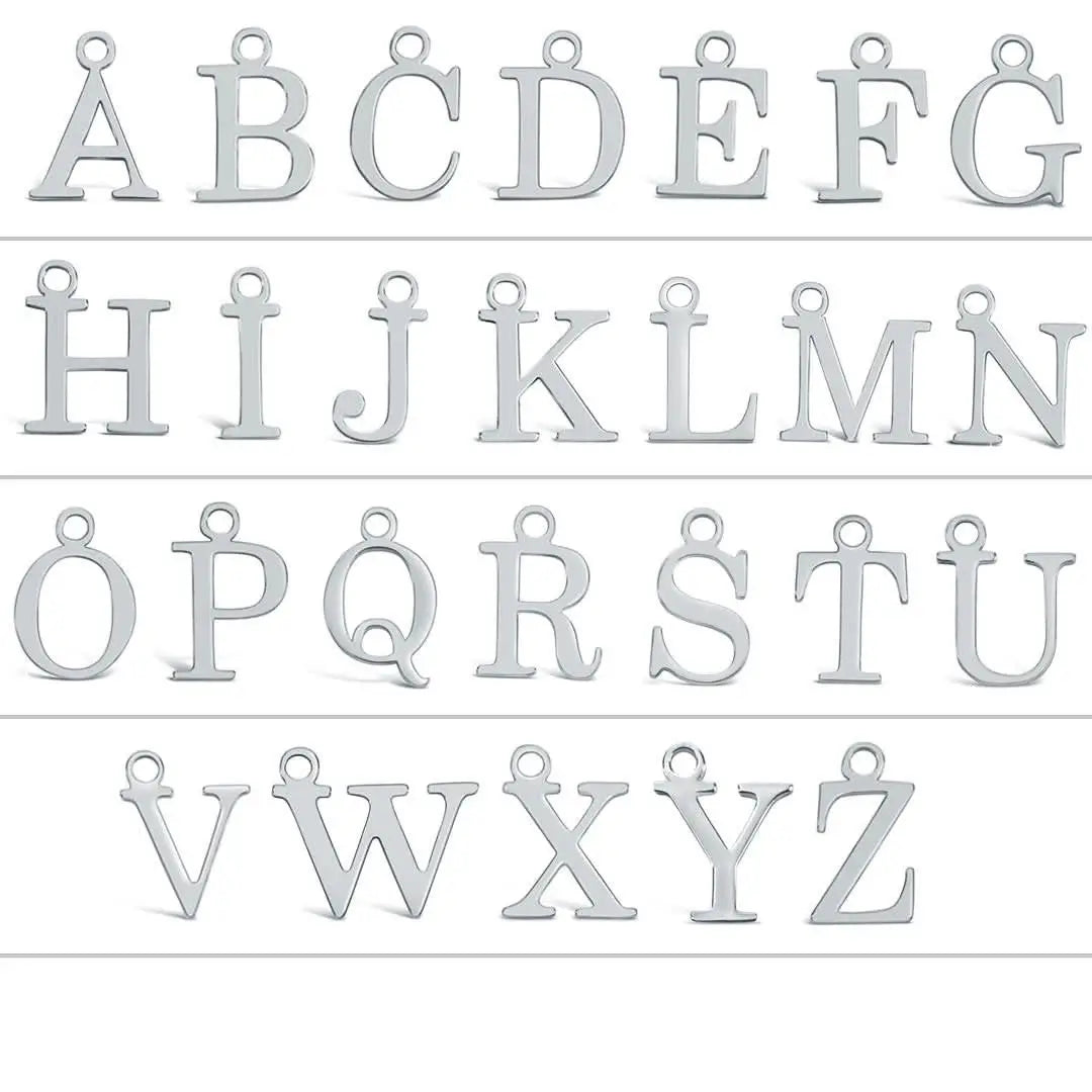 Sterling silver alphabet letter charms A to Z for personalised jewellery pendants