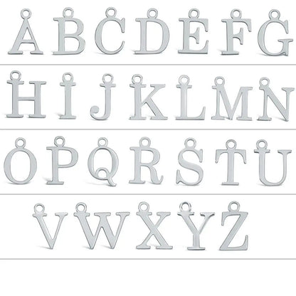 Sterling silver alphabet letter charms A to Z for personalised jewellery pendants