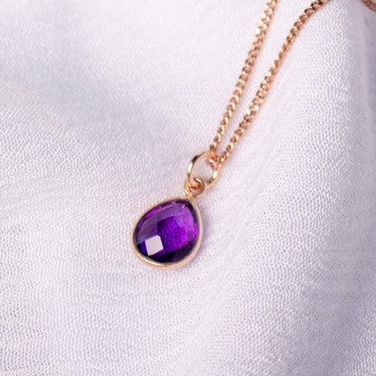 Amethyst Charm Necklace | Rose Gold | February Birthstone